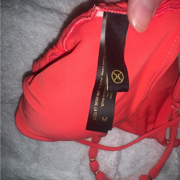 VIX Swimwear Triangle Gold Beaded Bikini Set in Coral | Summer Swim - Picture 12 of 13